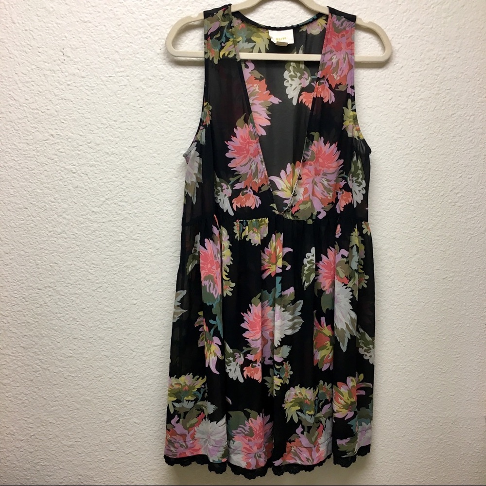 Anthropologie Maeve Sheer Floral Dress